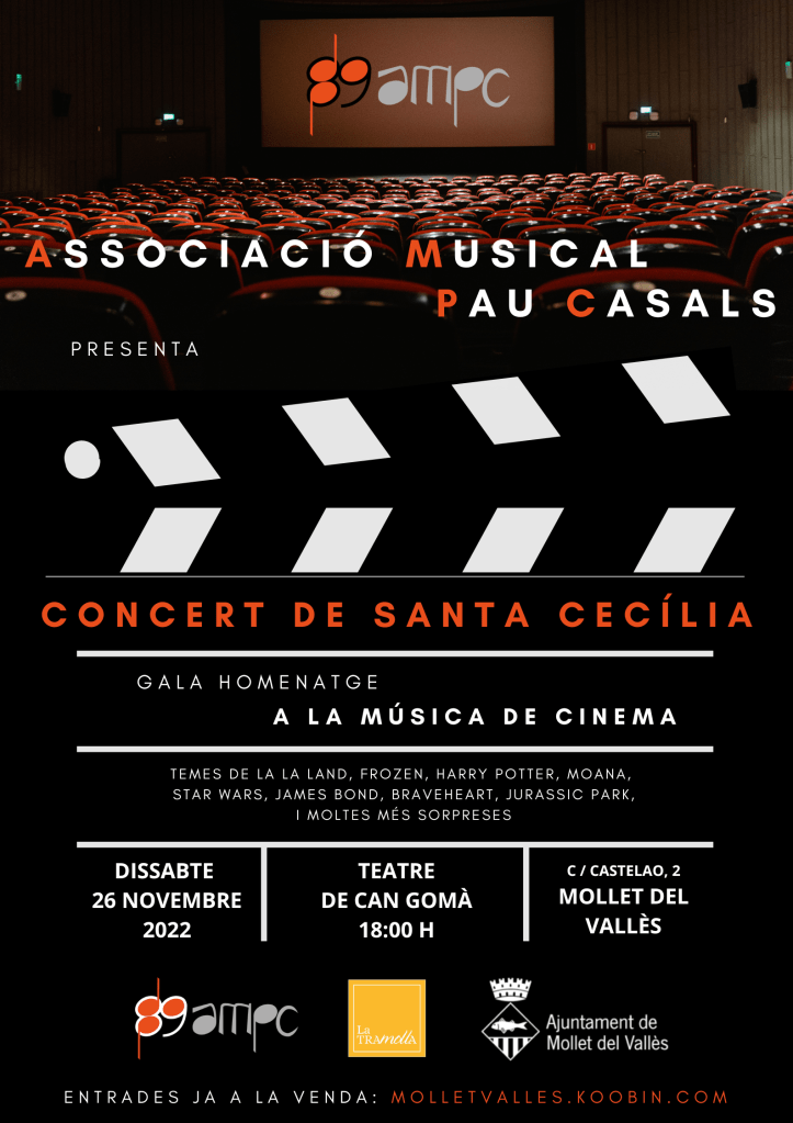 Cartell concert santa cecilia 2022 sobre el cinema.