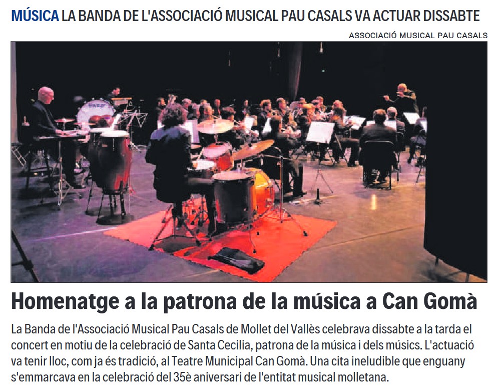 Notícia Santa Cecilia Som Mollet 2024