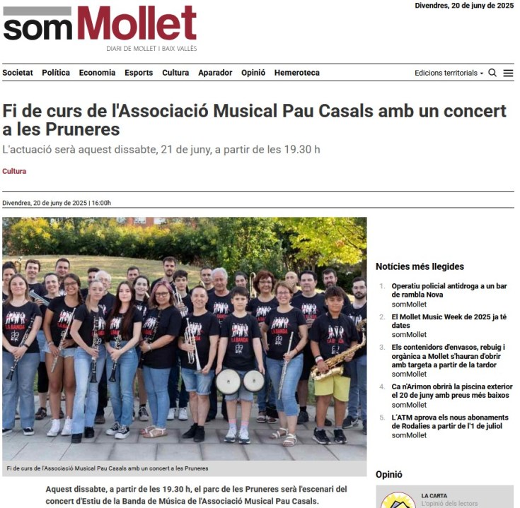 Som mollet notícia concert estiu 2025